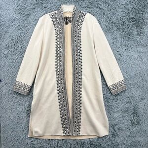 Solitaire Duster Womens Small Coatigan Embroidered Faux Suede Soft Anthropologie
